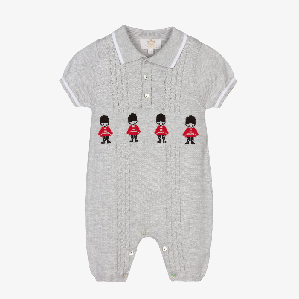 Caramelo Kids-Boys Grey Knitted Romper | Childrensalon Outlet