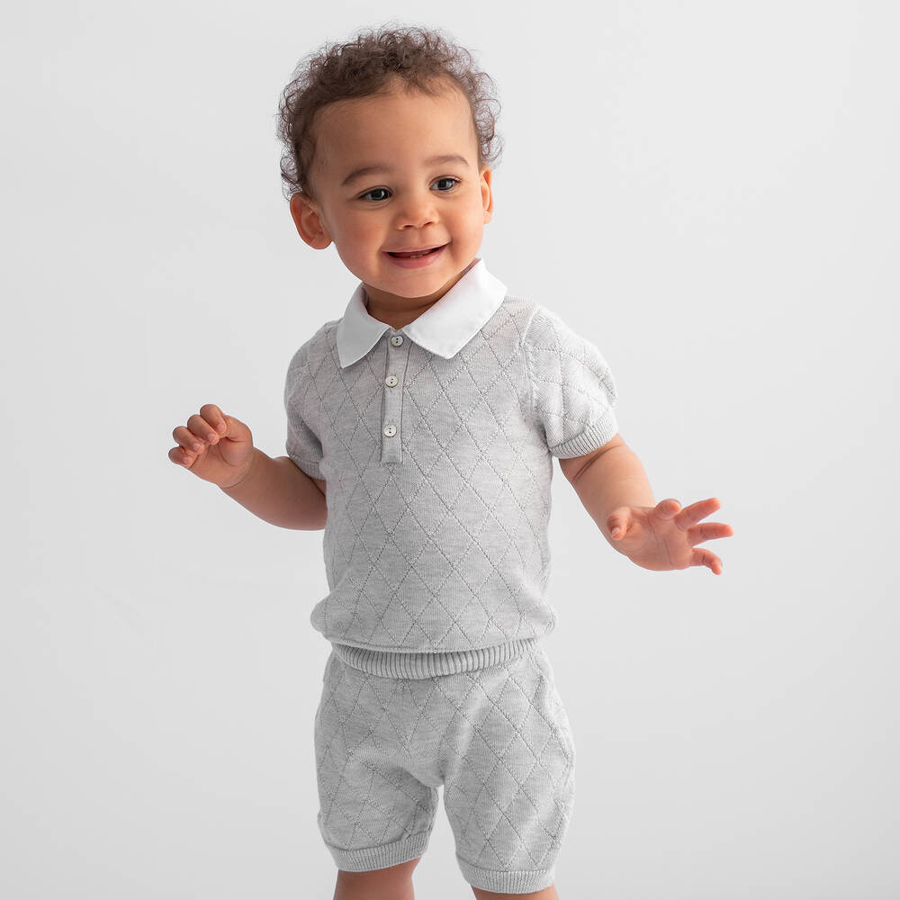Caramelo Kids-Серый топ с вязаными шортами для мальчиков | Childrensalon Outlet