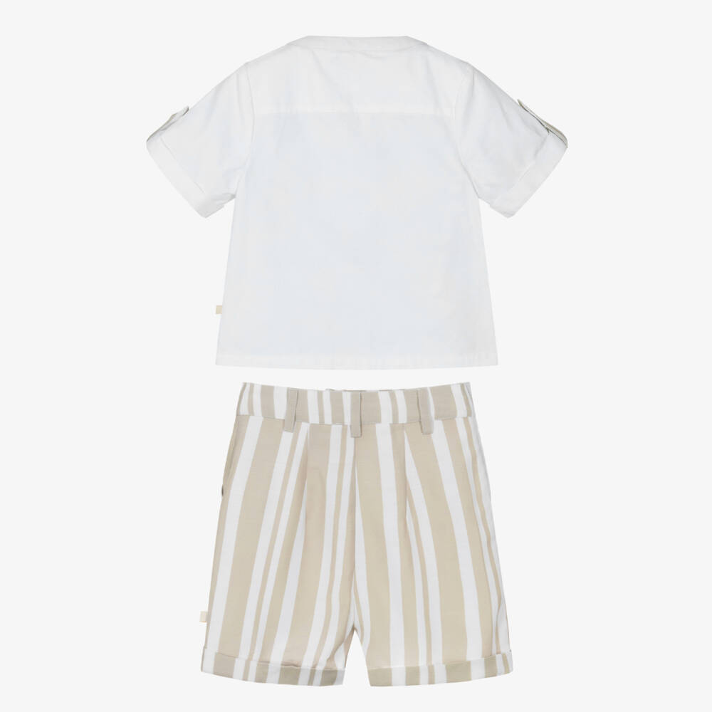 Caramelo Kids-Boys Ivory & Beige Summer Outfit | Childrensalon Outlet