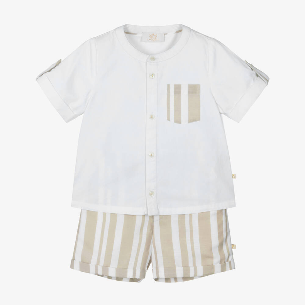 Caramelo Kids-Летний комплект кремовый и бежевый для мальчиков | Childrensalon Outlet