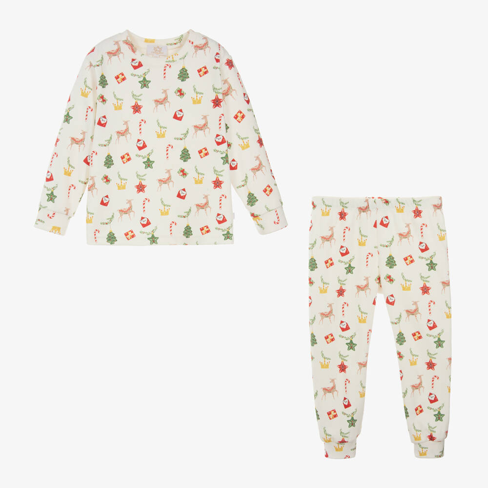 Caramelo Kids-Boys Ivory Festive Fleece Pyjamas | Childrensalon Outlet