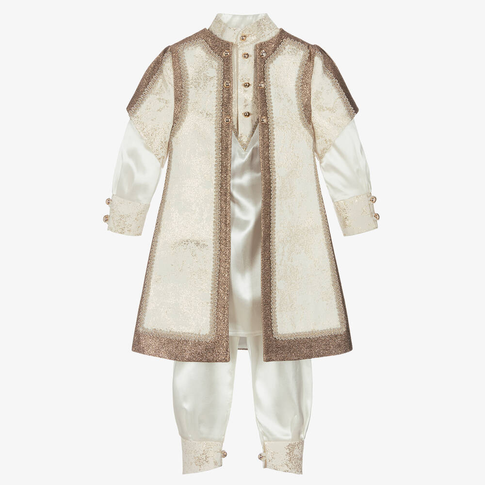 Caramelo Kids-Boys Ivory & Gold Brocade Suit | Childrensalon Outlet