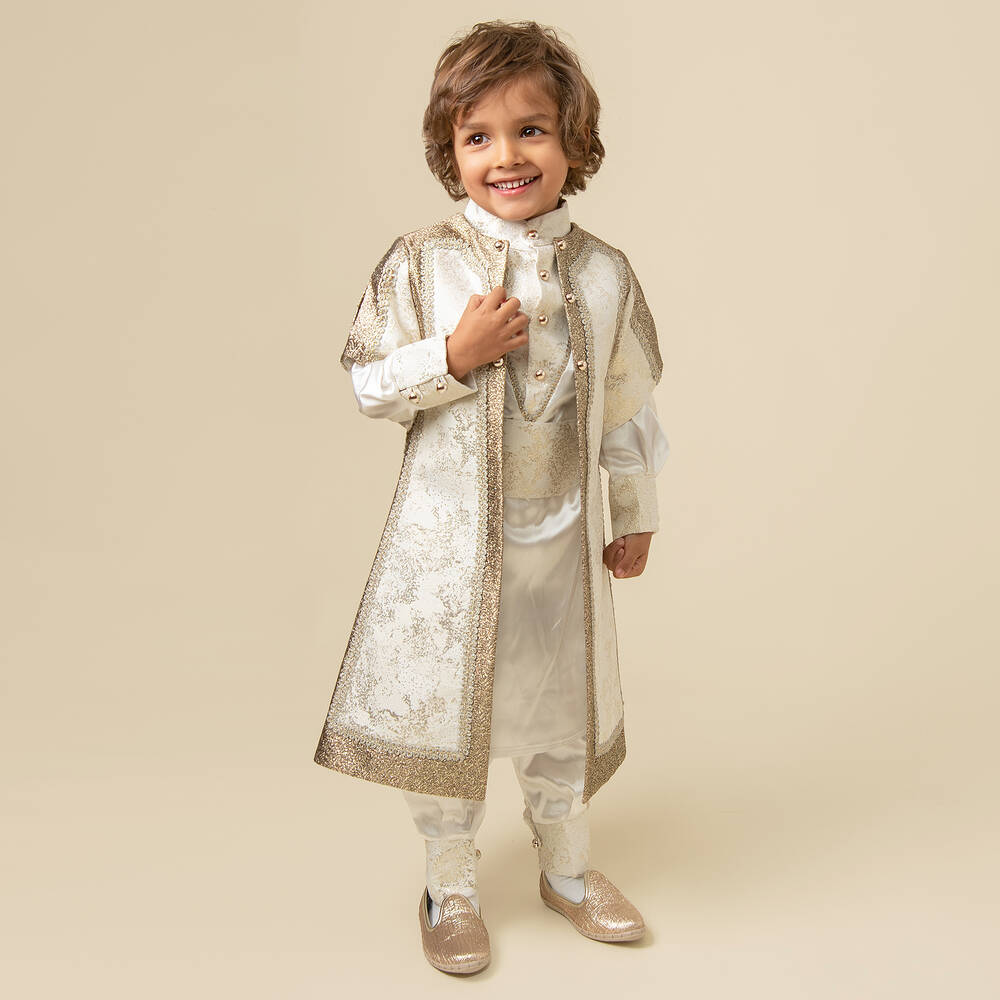 Caramelo Kids-Кремово-золотистый костюм из парчи | Childrensalon Outlet