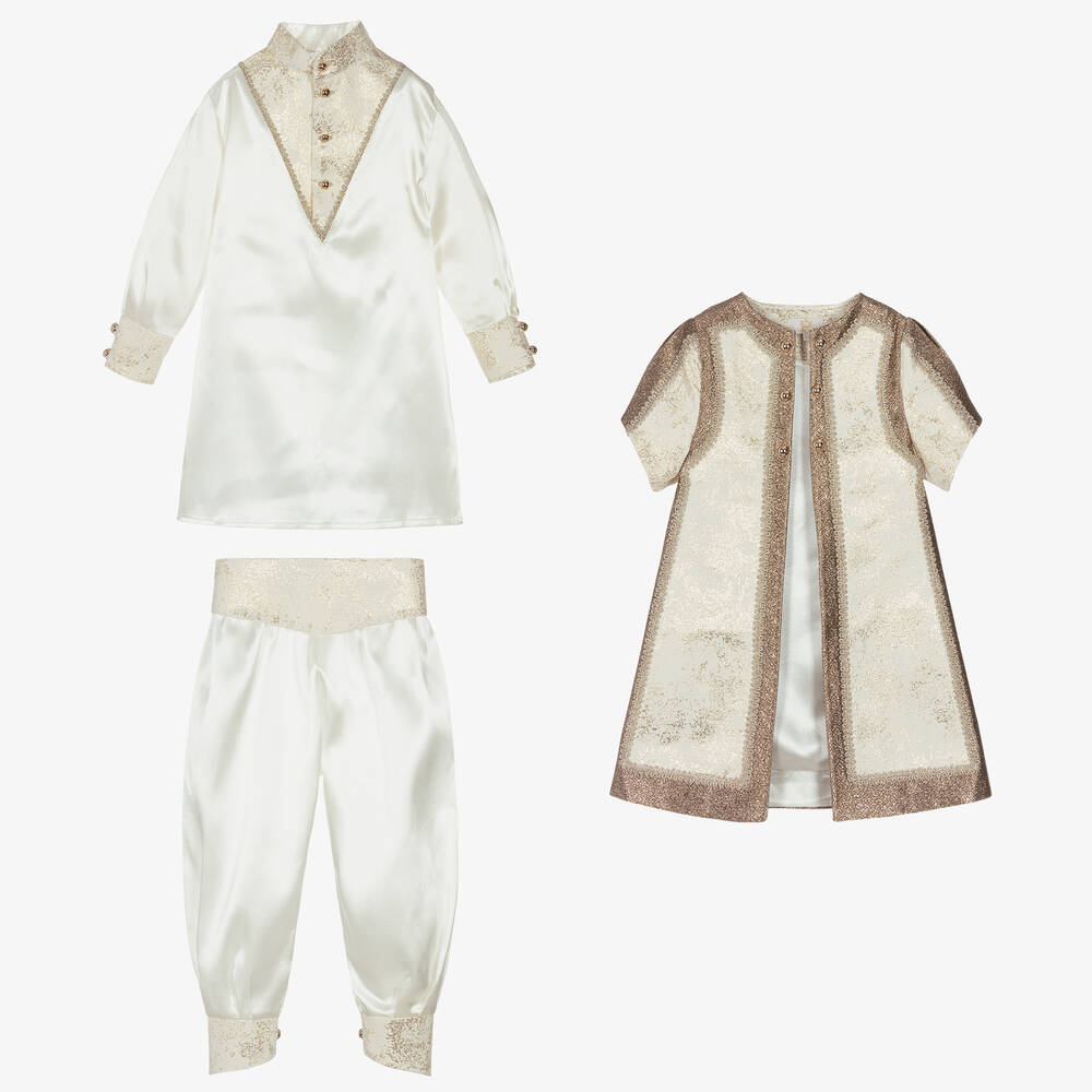 Caramelo Kids-Кремово-золотистый костюм из парчи | Childrensalon Outlet