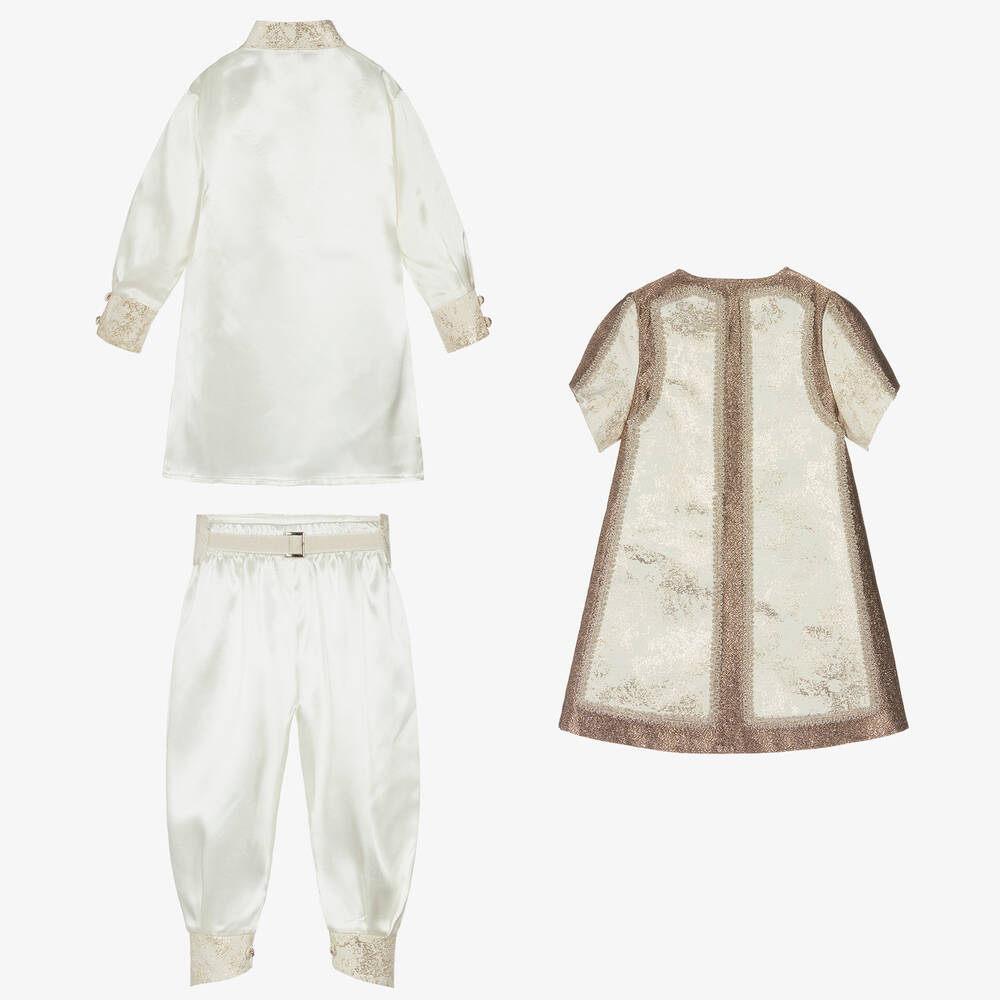 Caramelo Kids-Кремово-золотистый костюм из парчи | Childrensalon Outlet