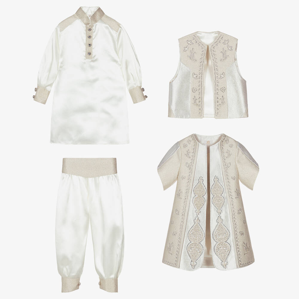 Caramelo Kids-Кремово-золотистый костюм с вышивкой | Childrensalon Outlet