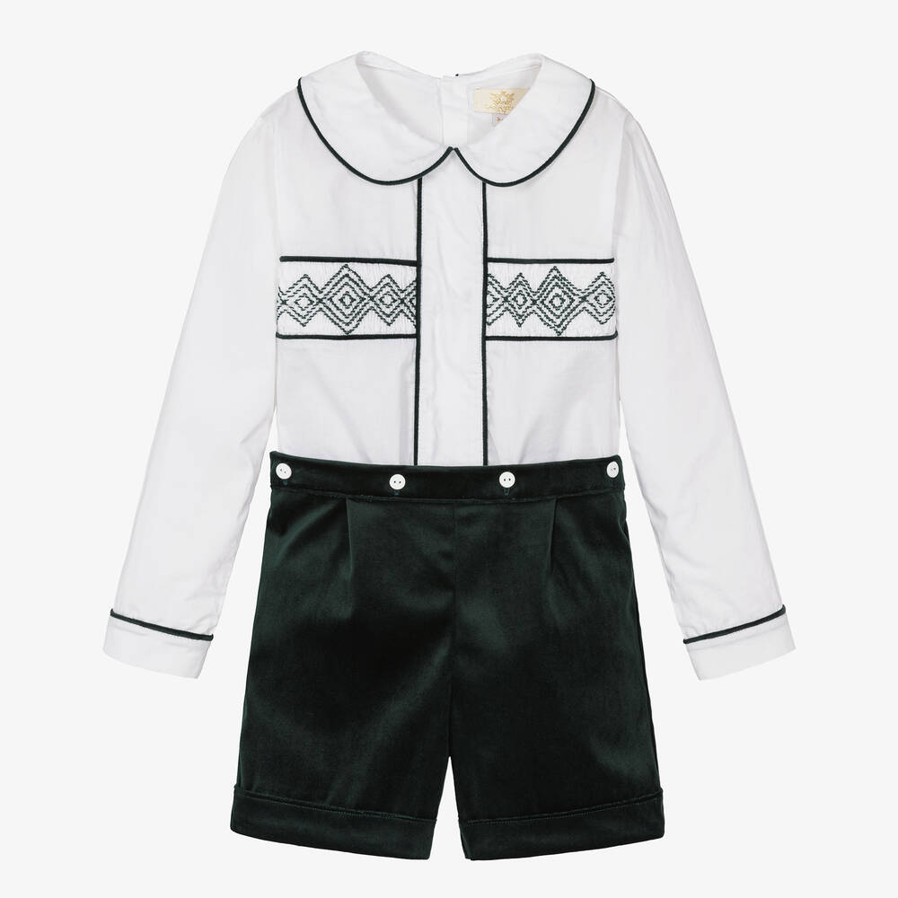 Caramelo Kids - Ensemble short ivoire et vert | Childrensalon