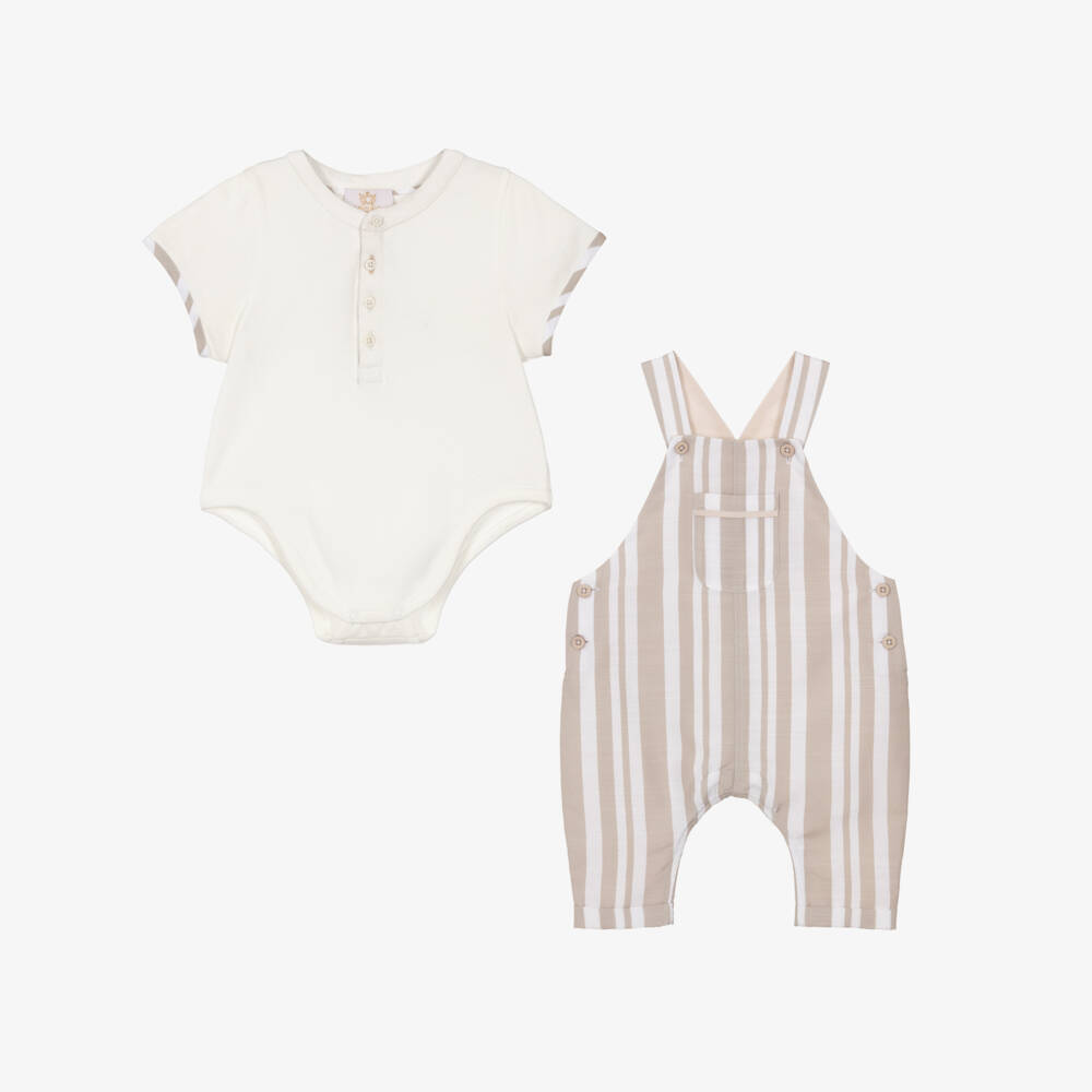 Caramelo Kids-Кремовый полосатый комбинезон для мальчиков | Childrensalon Outlet