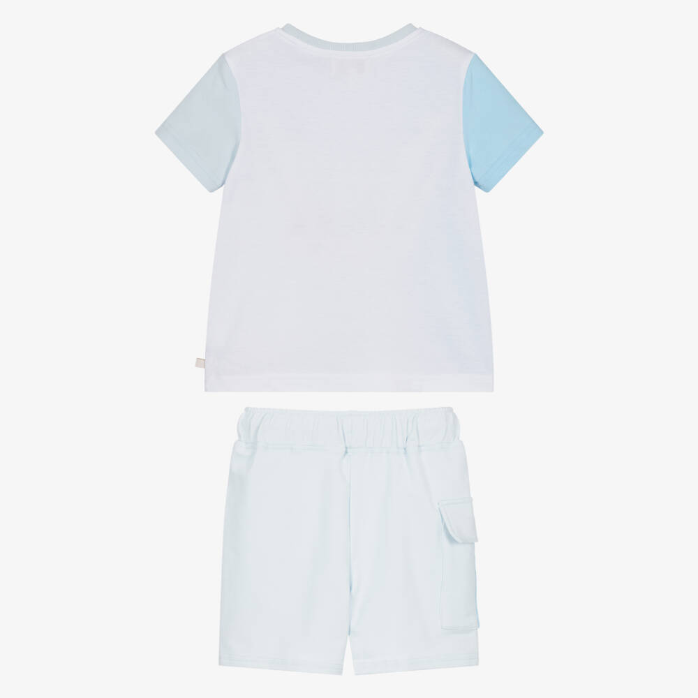 Caramelo Kids-Boys Light Blue Cotton Jersey Shorts Set | Childrensalon Outlet