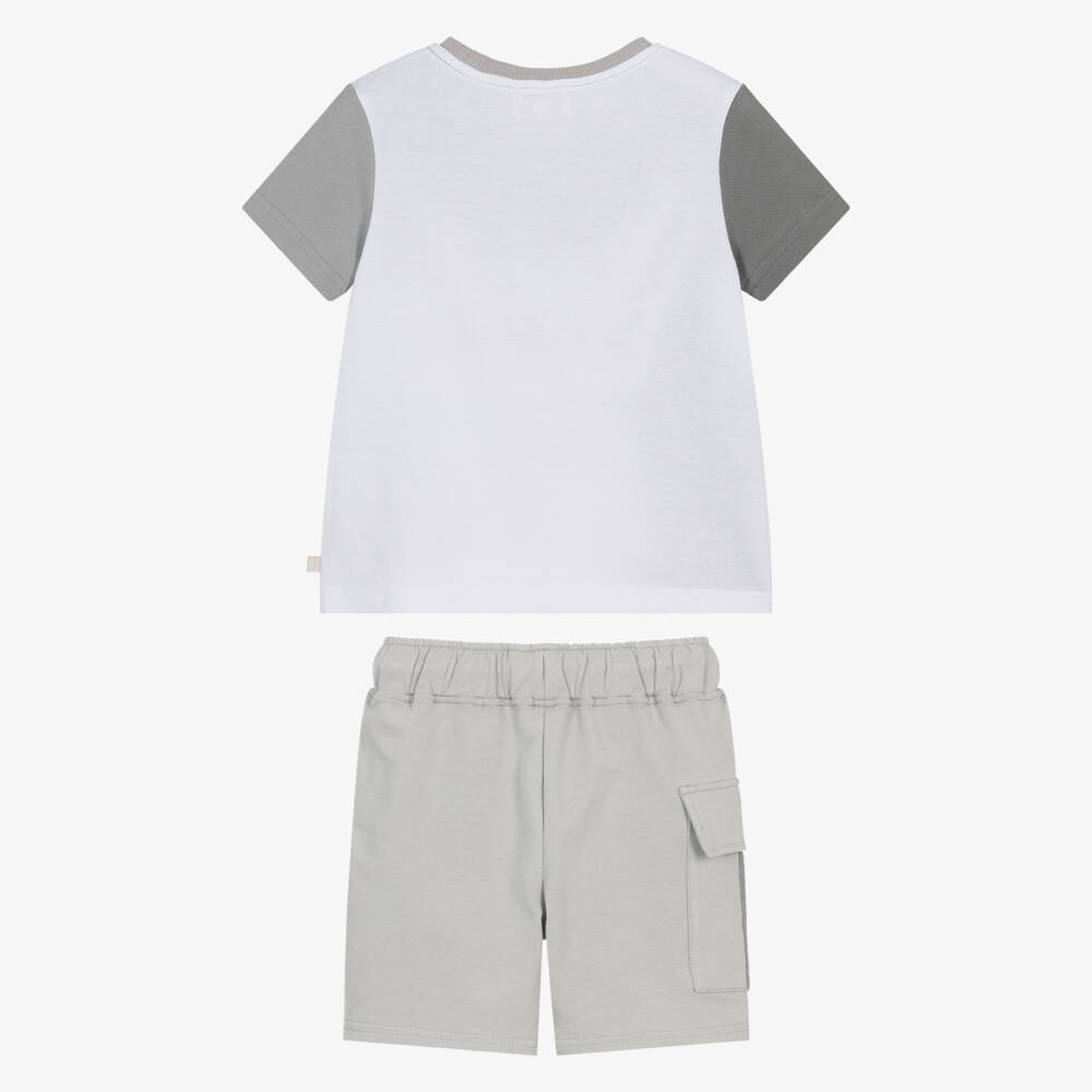 Caramelo Kids-Boys Light Grey Cotton Jersey Shorts Set | Childrensalon Outlet
