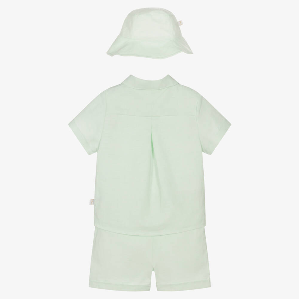 Caramelo Kids-Boys Mint Green Linen & Cotton Shorts Set | Childrensalon Outlet