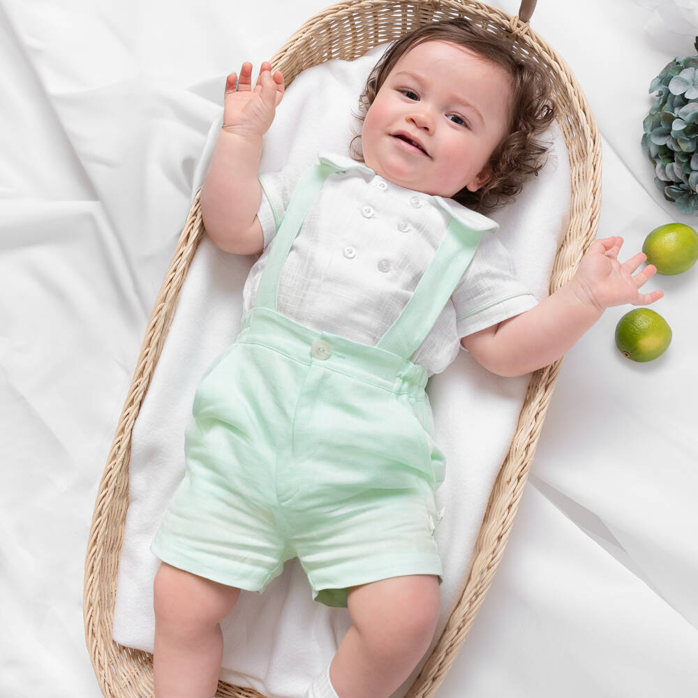 Caramelo Kids-Boys Mint Linen Shorts Set | Childrensalon Outlet