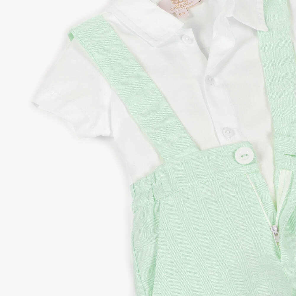 Caramelo Kids-Boys Mint Linen Shorts Set | Childrensalon Outlet