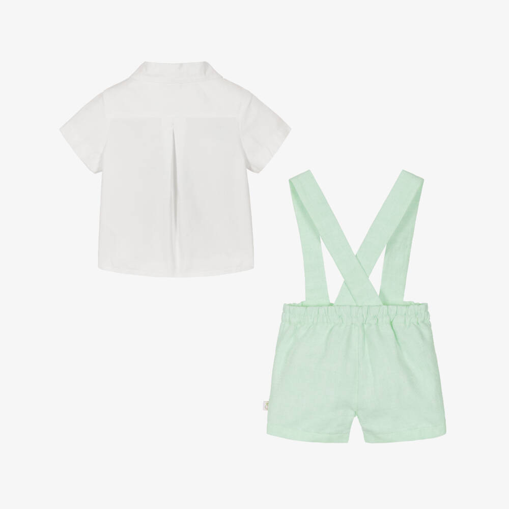 Caramelo Kids-Boys Mint Linen Shorts Set | Childrensalon Outlet