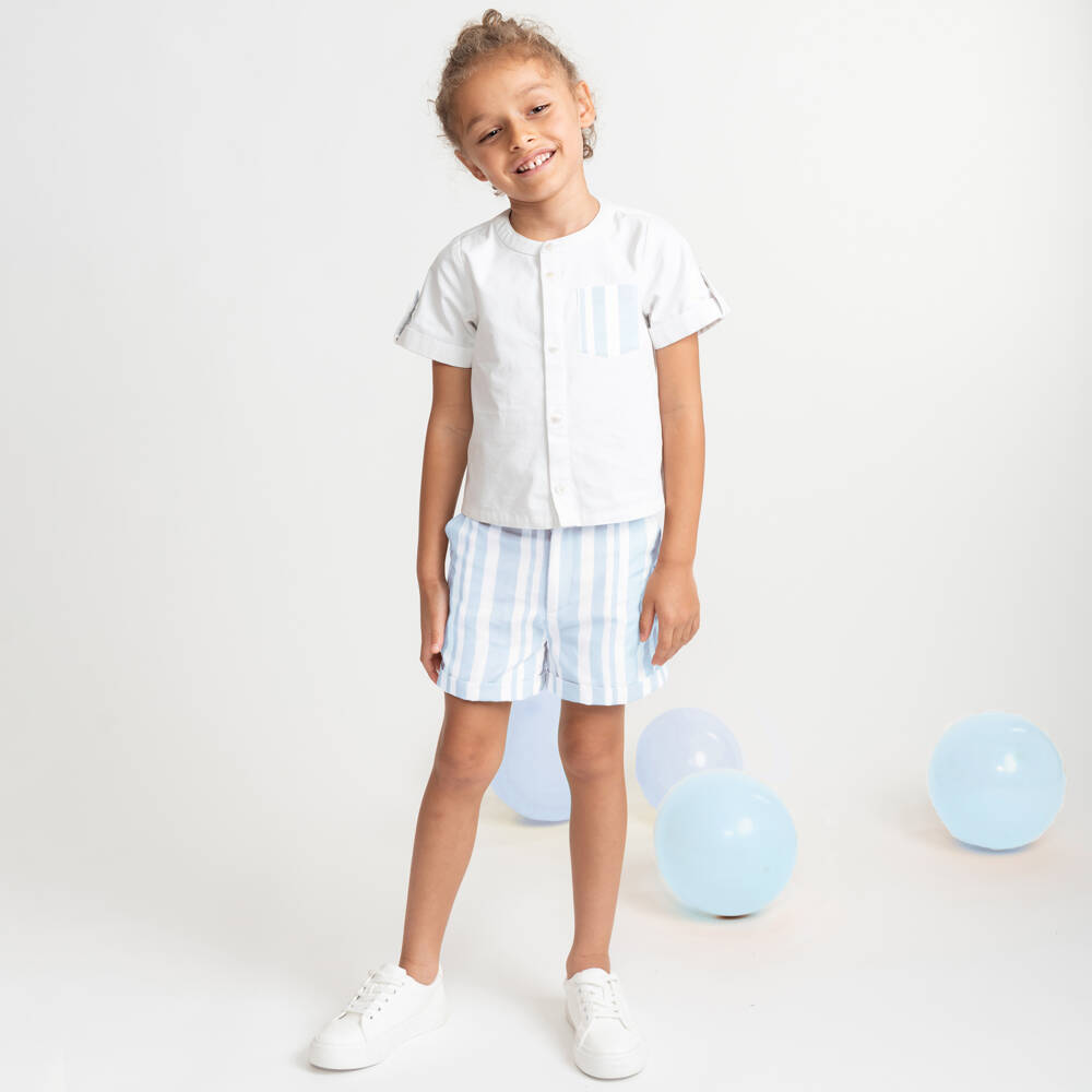 Caramelo Kids-Boys Ocean Stripe Shorts Ensemble | Childrensalon Outlet