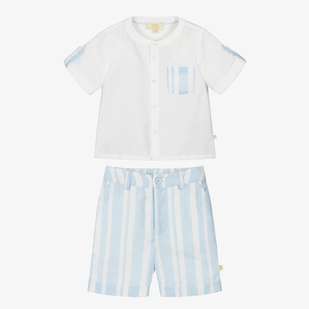 Caramelo Kids-Boys Ocean Stripe Shorts Ensemble | Childrensalon Outlet