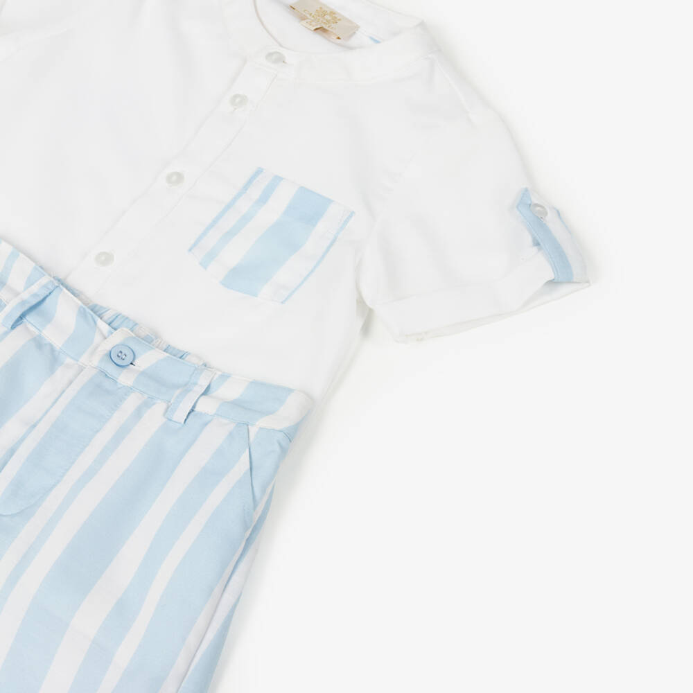 Caramelo Kids-Boys Ocean Stripe Shorts Ensemble | Childrensalon Outlet