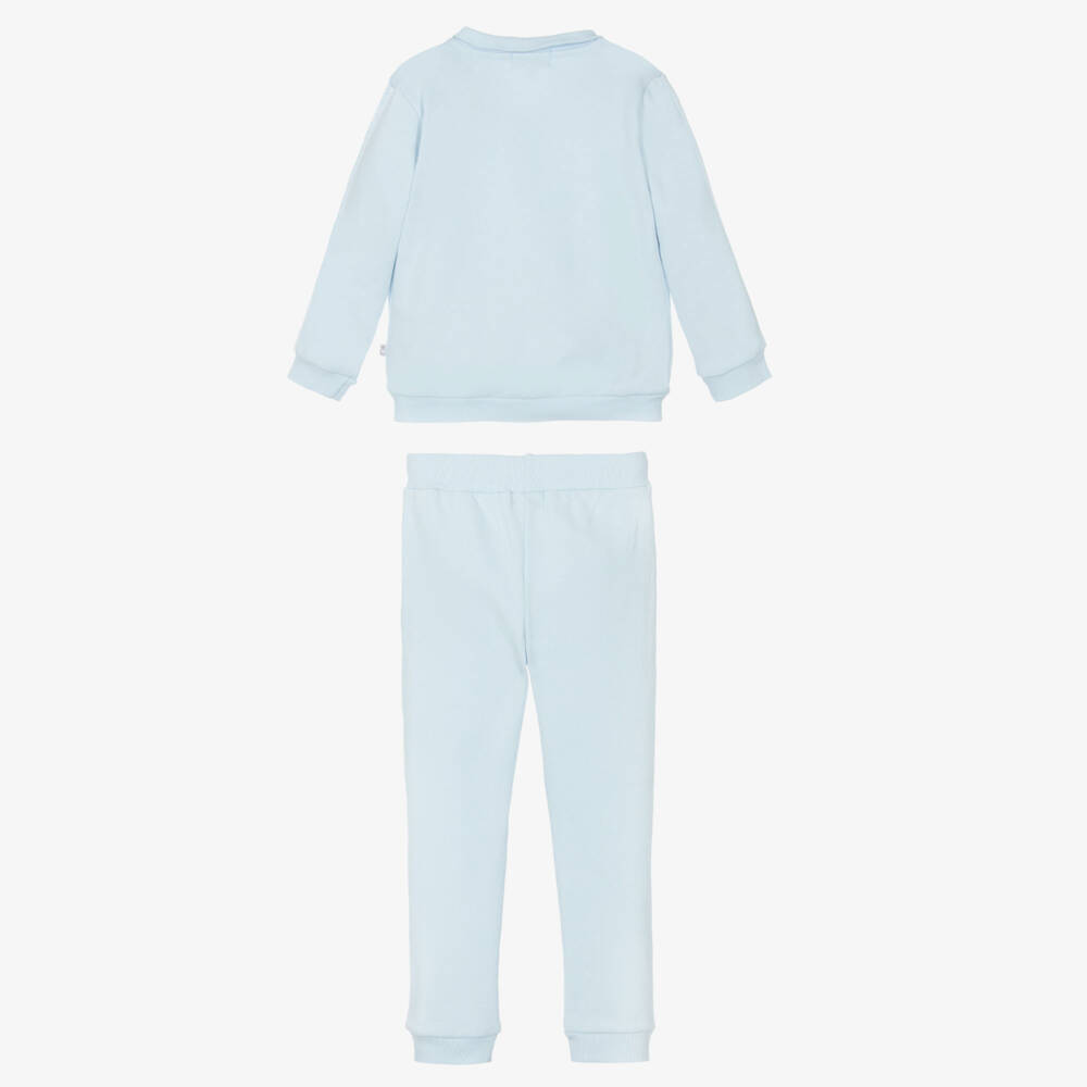 Caramelo Kids-Boys Pale Blue Cotton Logo Tape Tracksuit  | Childrensalon Outlet