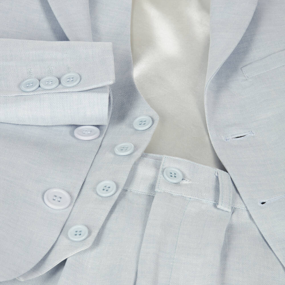 Caramelo Kids-Boys Pale Blue Linen & Cotton Shorts Suit | Childrensalon Outlet