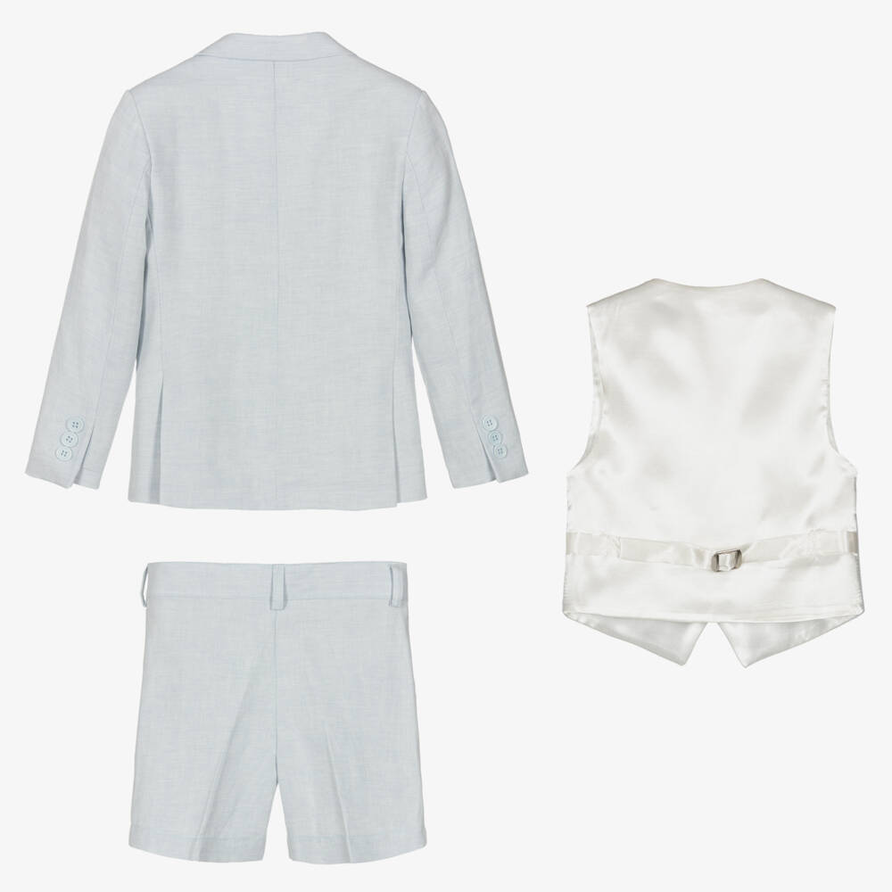 Caramelo Kids-Boys Pale Blue Linen & Cotton Shorts Suit | Childrensalon Outlet