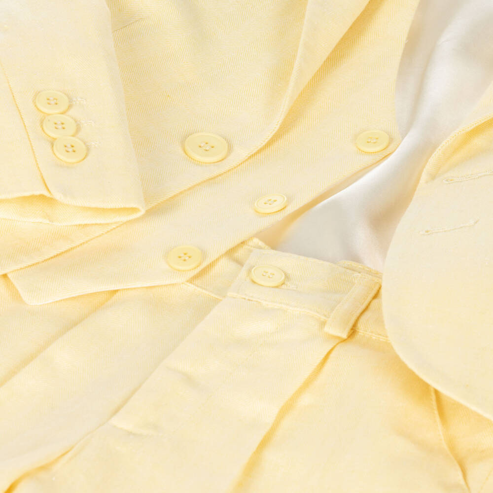 Caramelo Kids-Boys Pale Yellow Linen & Cotton Shorts Suit | Childrensalon Outlet