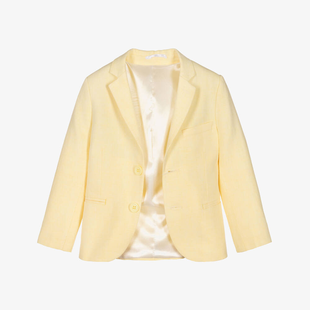 Caramelo Kids-Boys Pale Yellow Linen & Cotton Shorts Suit | Childrensalon Outlet