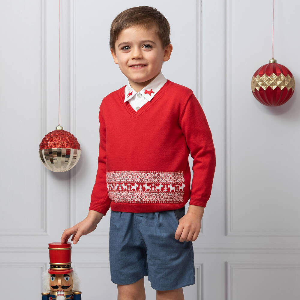 Caramelo Kids-طقم شورت قطن لون أحمر وأزرق للأولاد | Childrensalon Outlet