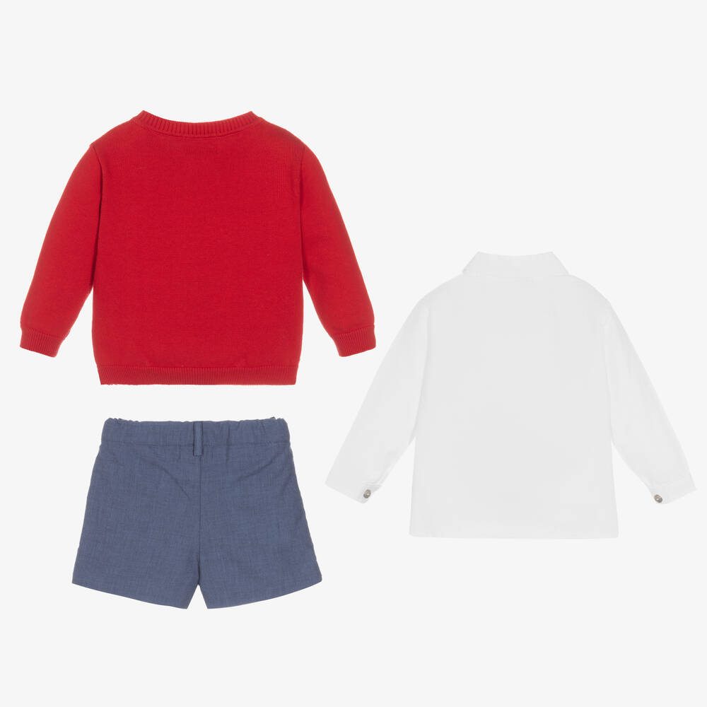 Caramelo Kids-طقم شورت قطن لون أحمر وأزرق للأولاد | Childrensalon Outlet