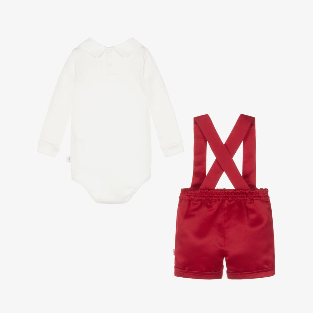 Caramelo Kids-Boys Red Bow Tie Shorts Ensemble | Childrensalon Outlet