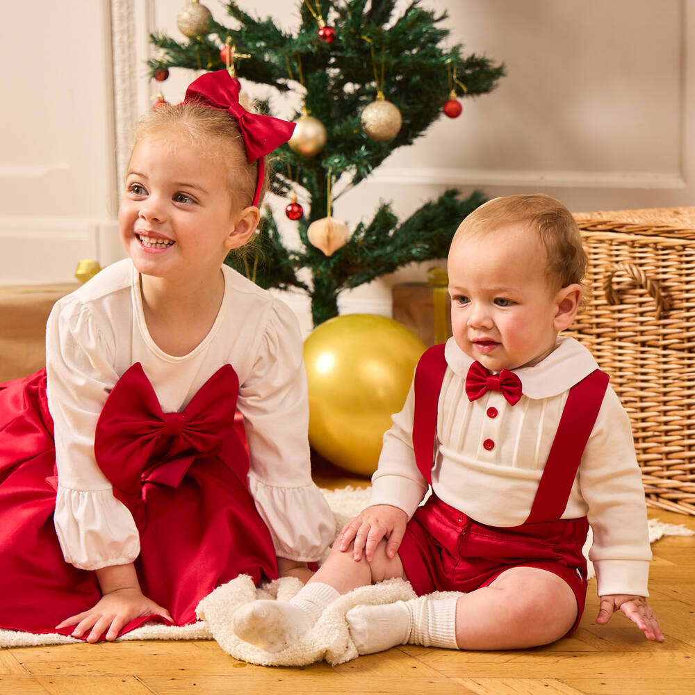 Caramelo Kids-Boys Red Bow Tie Shorts Ensemble | Childrensalon Outlet