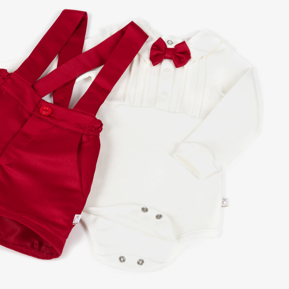 Caramelo Kids-Boys Red Bow Tie Shorts Ensemble | Childrensalon Outlet