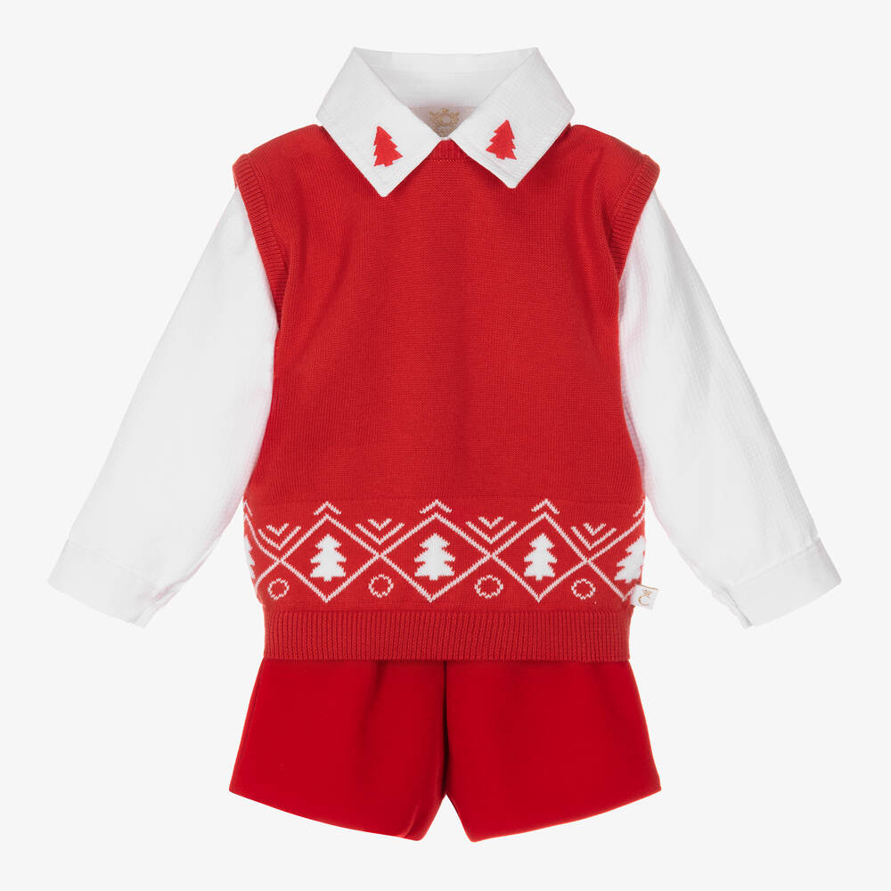 Caramelo Kids - Ensemble short de Noël rouge garçon | Childrensalon