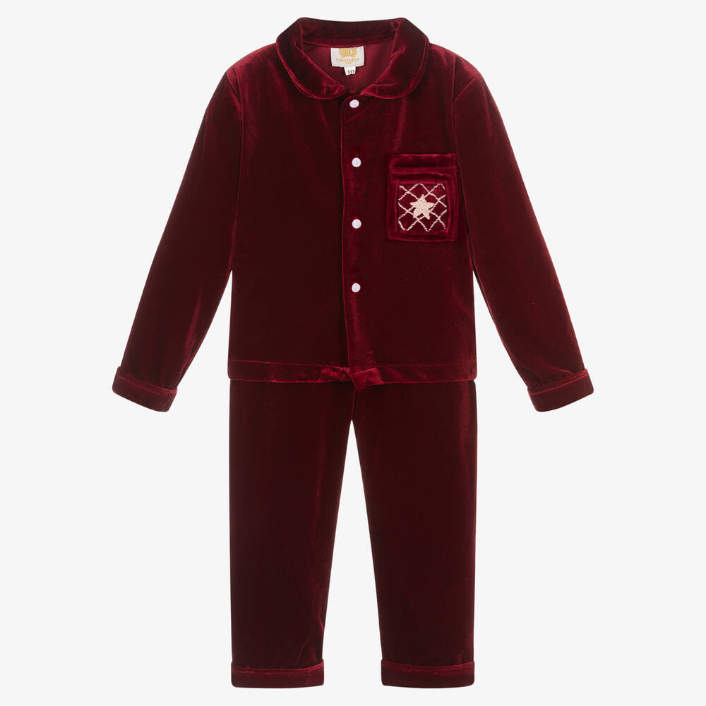 Caramelo Kids - Boys Red Star Velour Pyjamas | Childrensalon