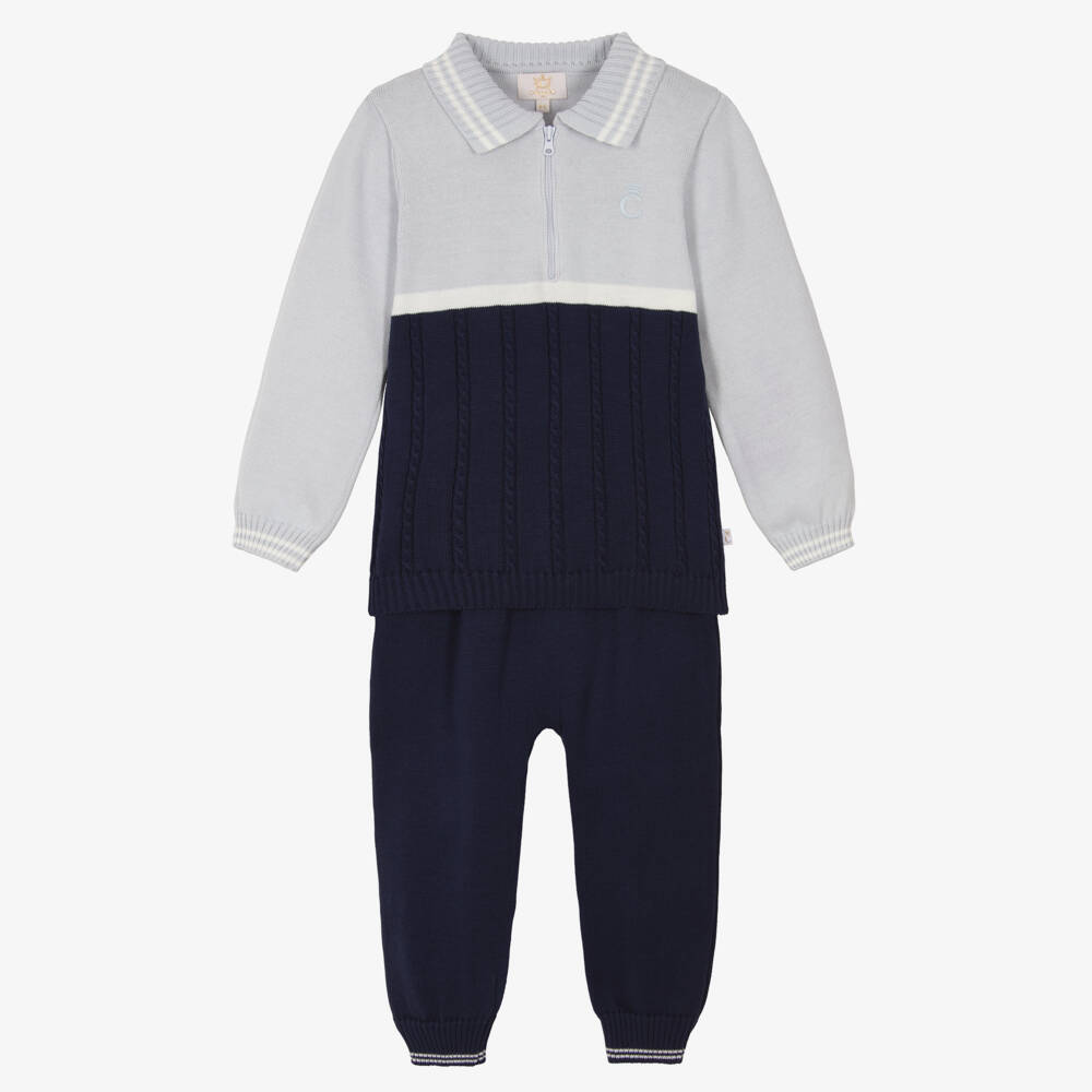 Caramelo Kids-Мягкий синий вязаный комплект для мальчиков | Childrensalon Outlet