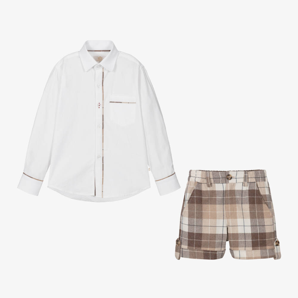 Caramelo Kids-Boys Tartan Cotton Shorts Outfit | Childrensalon Outlet