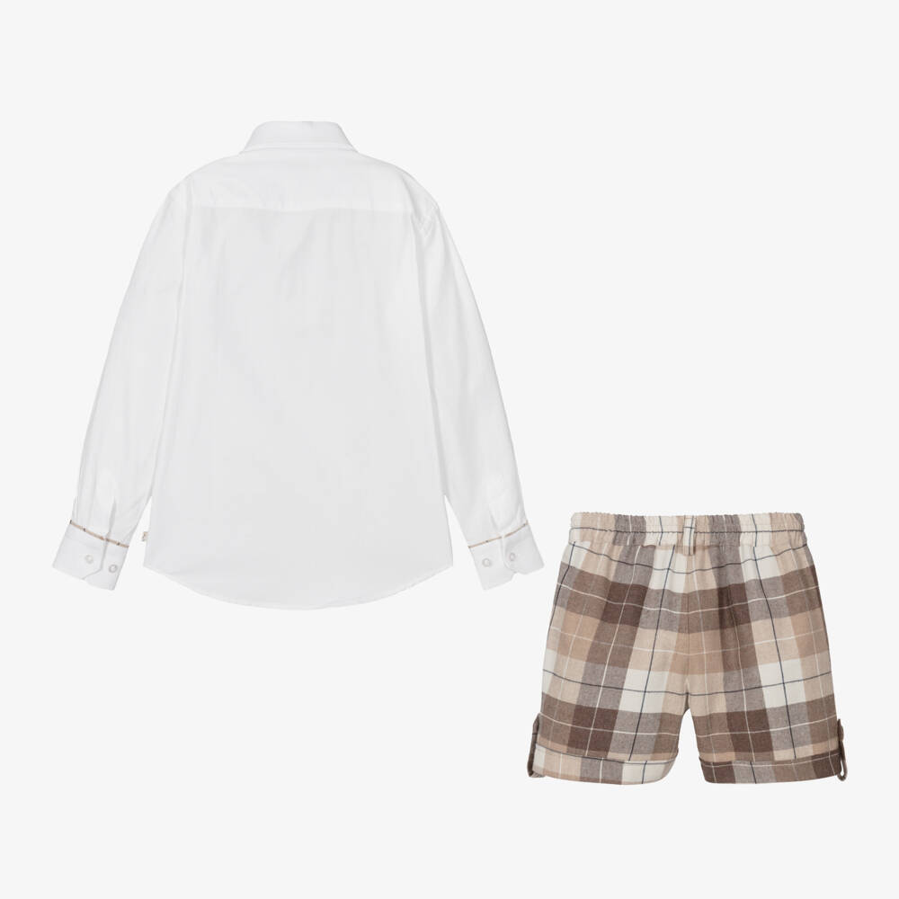 Caramelo Kids-Boys Tartan Cotton Shorts Outfit | Childrensalon Outlet