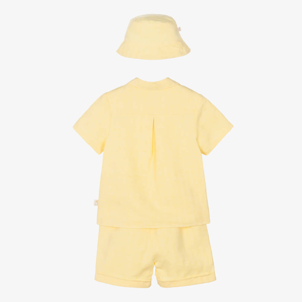 Caramelo Kids-Boys Yellow Linen & Cotton Shorts Set | Childrensalon Outlet
