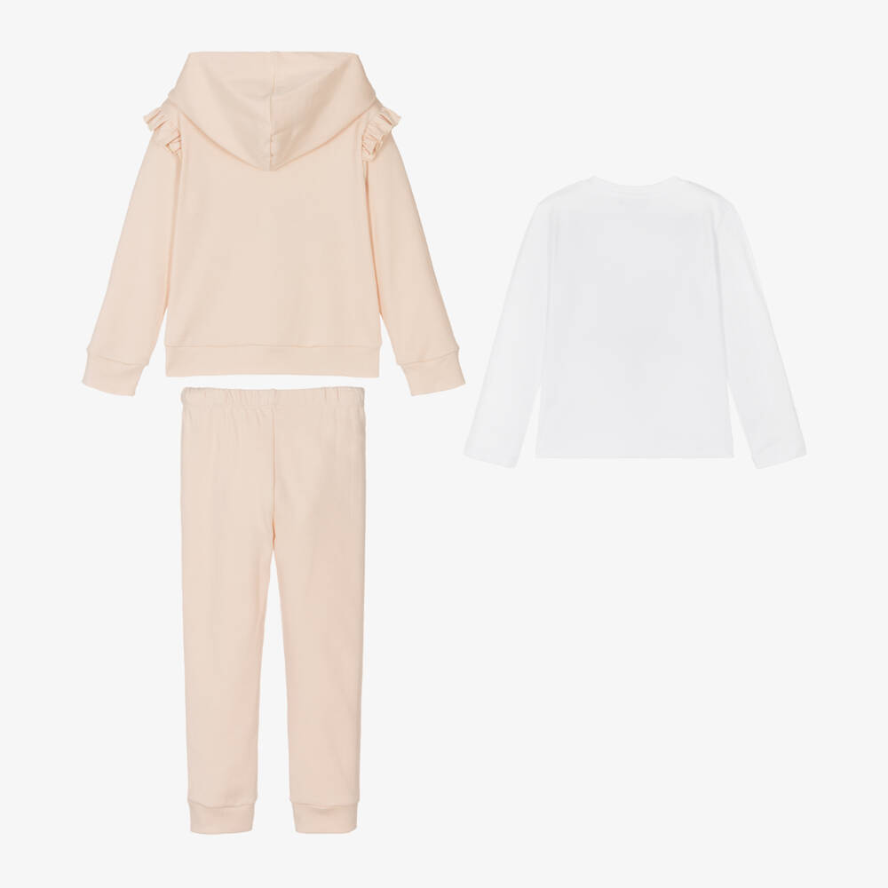 Caramelo Kids-Girls Beige Bow-Adorned Cotton Set | Childrensalon Outlet