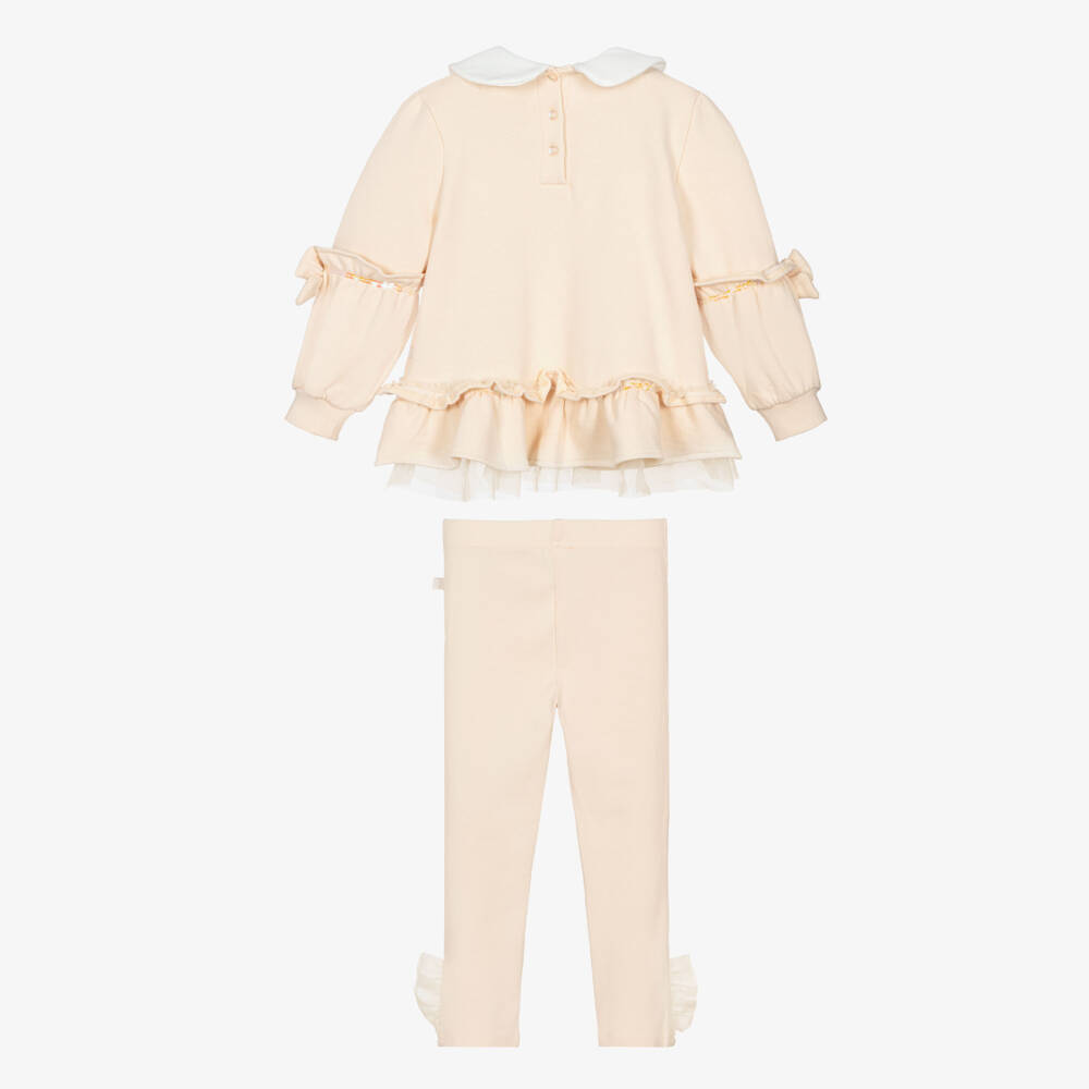 Caramelo Kids-Girls Beige Cotton Fairy Tale Castle Leggings Set | Childrensalon Outlet