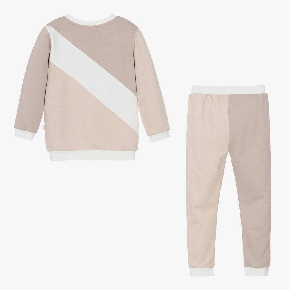 Caramelo Kids-Girls Beige Cotton Tracksuit  | Childrensalon Outlet