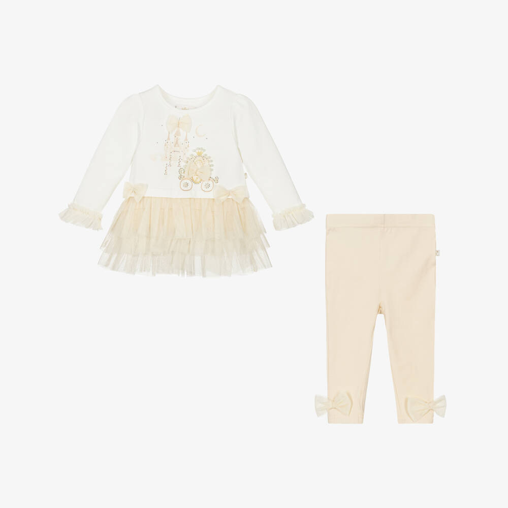 Caramelo Kids-Бежевый комплект леггинсов Enchanted Castle для девочек | Childrensalon Outlet