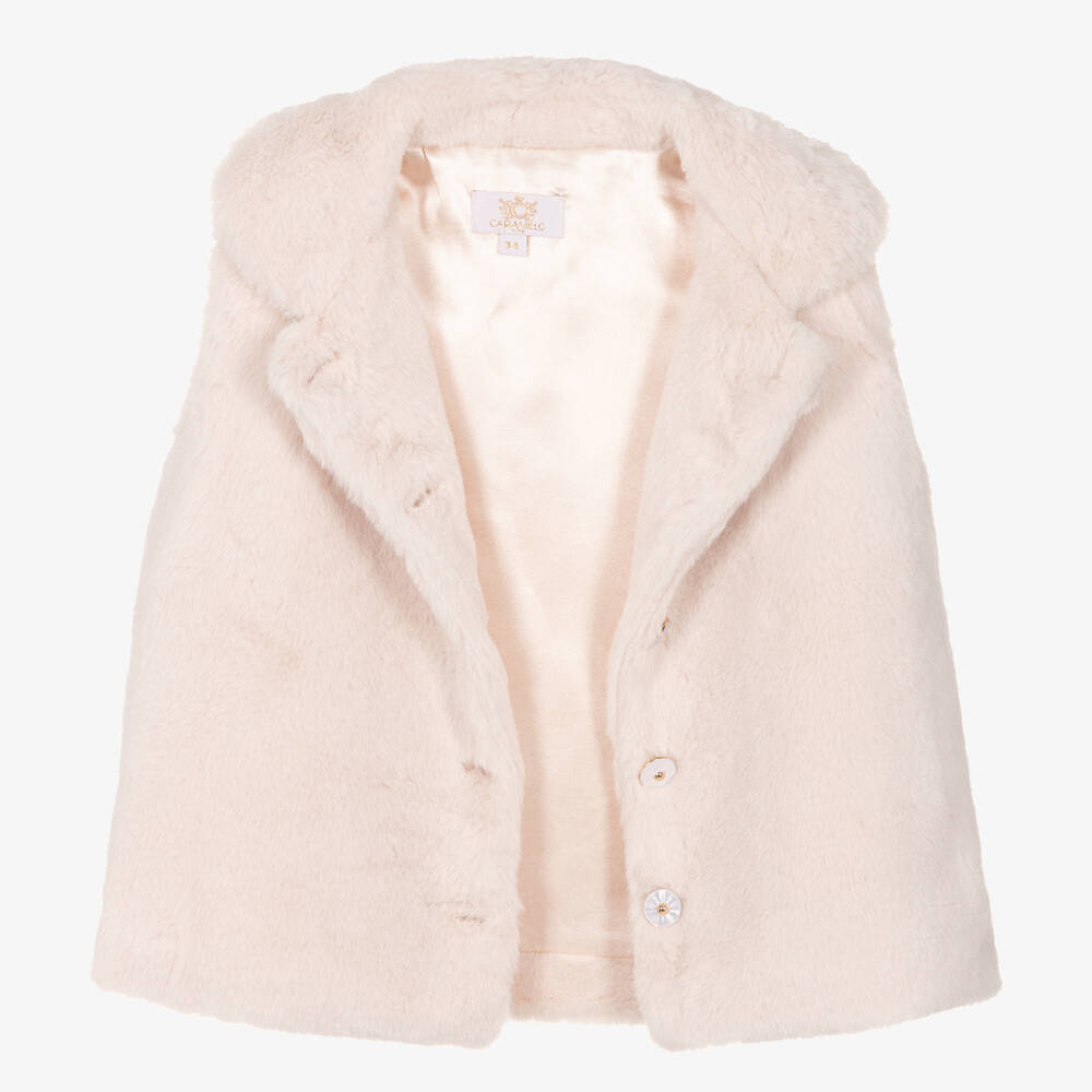 Caramelo Kids-Girls Beige Faux Fur Gilet | Childrensalon Outlet