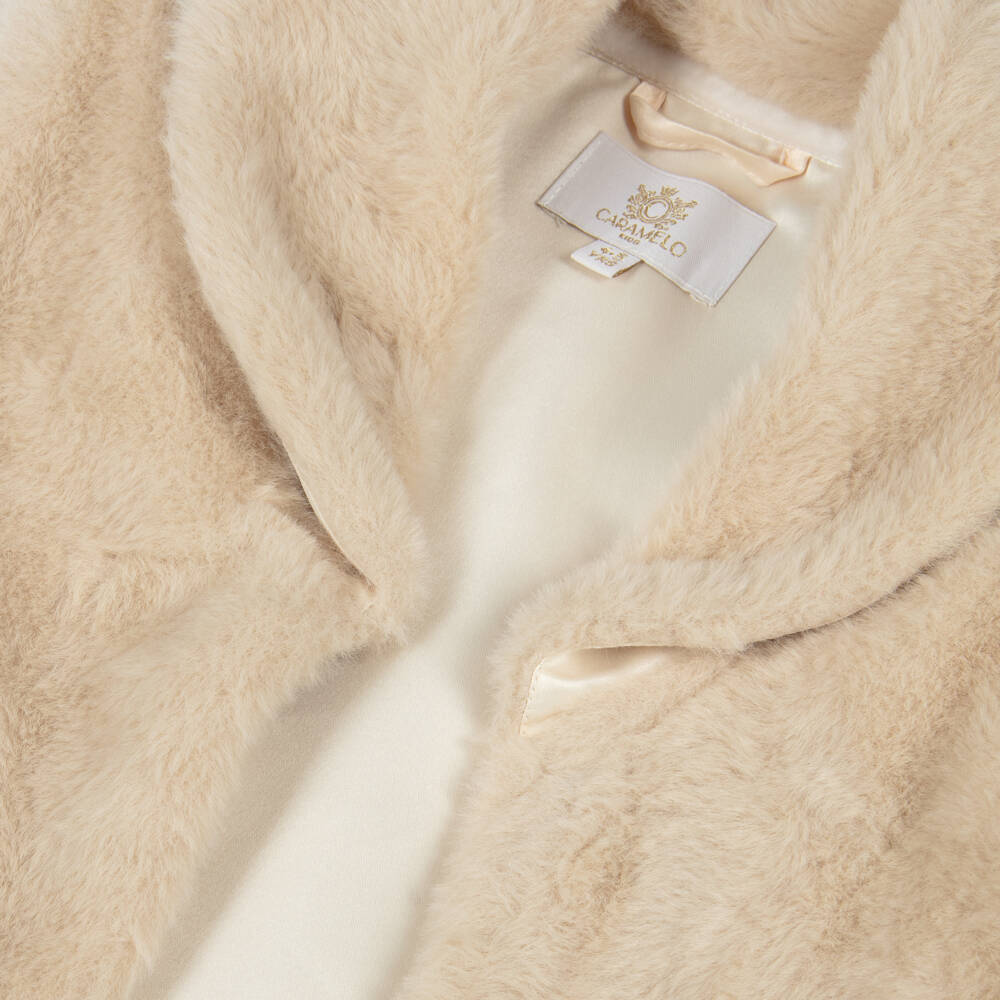 Caramelo Kids-Girls Beige Faux Fur Gilet | Childrensalon Outlet