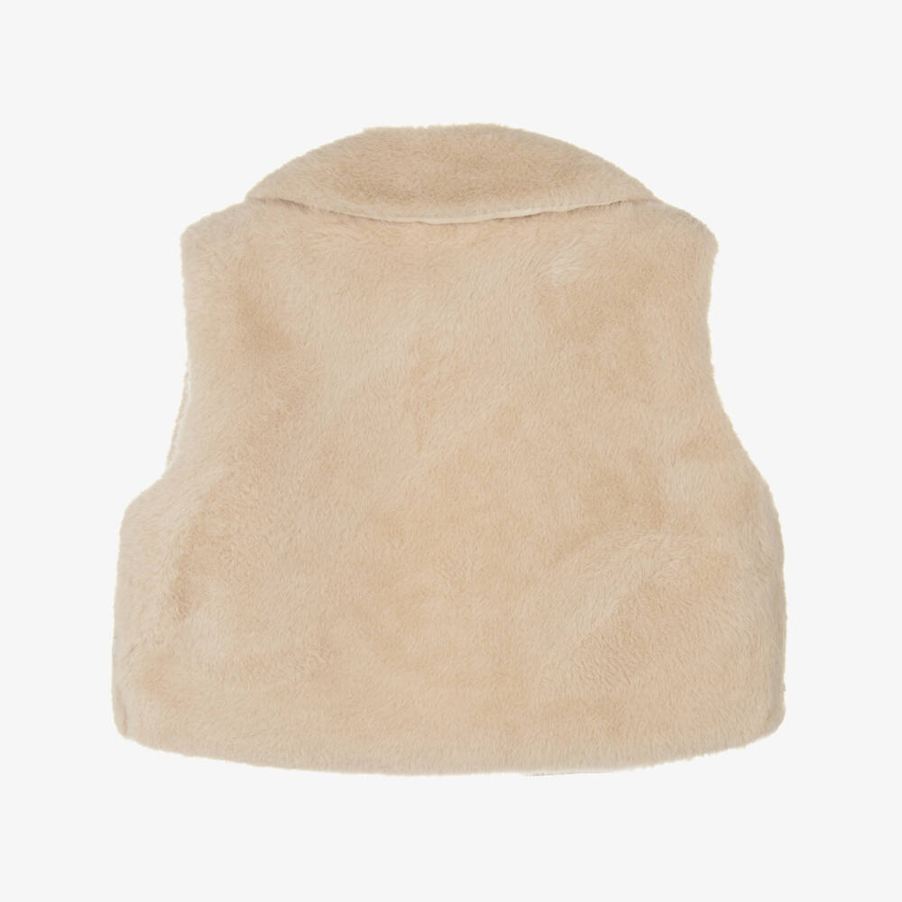 Caramelo Kids-Girls Beige Faux Fur Gilet | Childrensalon Outlet