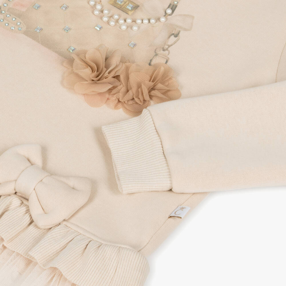 Caramelo Kids-Girls Beige Pearl Accent Leggings Set | Childrensalon Outlet