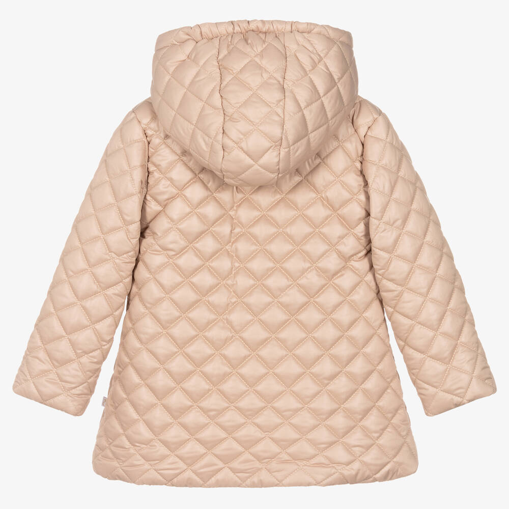 Caramelo Kids-Girls Beige Quilted Hooded Coat | Childrensalon Outlet