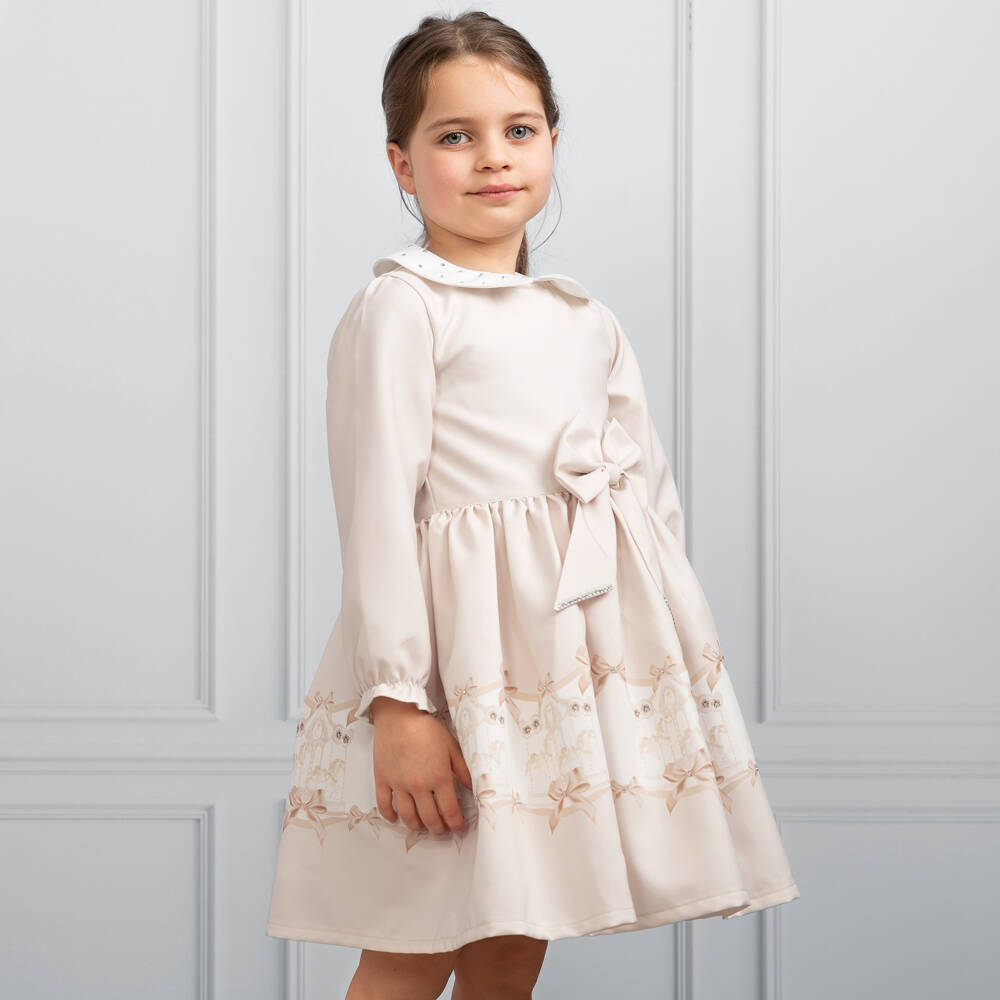 Caramelo Kids-Girls Beige Sparkle Carousel Dress | Childrensalon Outlet