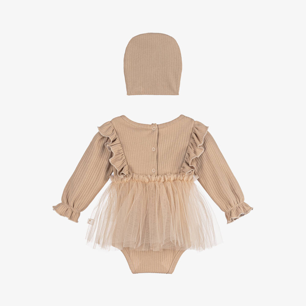 Caramelo Kids-Girls Beige Tulle Dress Ensemble | Childrensalon Outlet