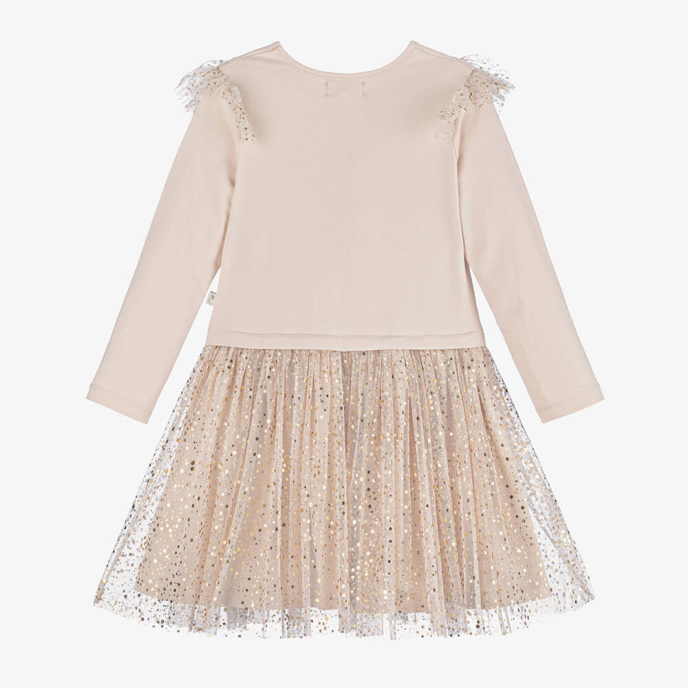 Caramelo Kids-Girls Beige Tulle & Jersey Dress | Childrensalon Outlet