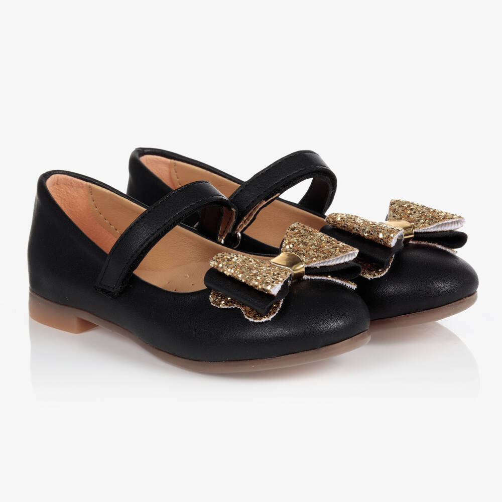 Caramelo Kids - Girls Black Ballerina Pumps | Childrensalon